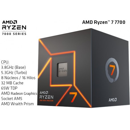 AMD RYZEN 7 7700 3.8GHz (5.3GHz TURBO) OCTA CORE (TDP 65W) (AM5)
