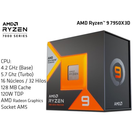 AMD RYZEN 9 7950X3D 4.2GHz (5.7GHz TURBO) SIXTEEN CORE (TDP 120W) (AM5)