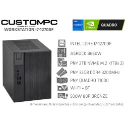 CUSTOMPC DESKMEET (INTEL CORE I7-12700F): 32GB, 2TB M.2 NVMe (1TBx2), QUADRO T1000 (WORKSTATION)