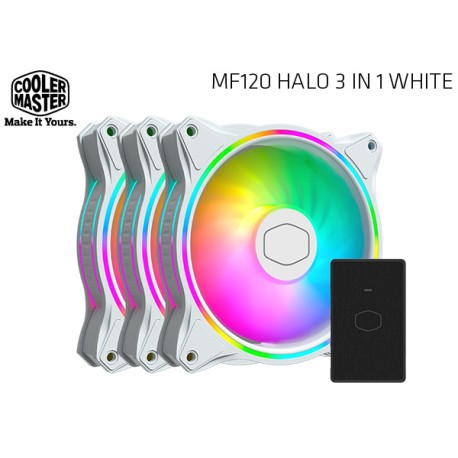 KIT VENTILADORES COOLER MASTER MASTERFAN MF120 HALO WHITE