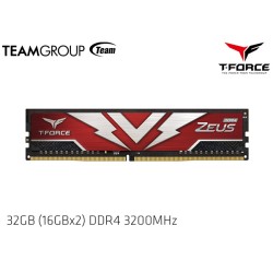 32GB (16GBx2) DDR4 3200MHZ TEAMGROUP T-FORCE ZEUS (RED) TTZD432G3200HC16FDC01