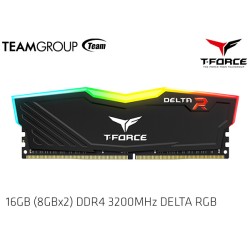 16GB (8GBx2) DDR4 3200MHZ TEAMGROUP T-FORCE DELTA R RGB (BLACK) TF3D416G3200HC16CDC01