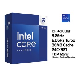 INTEL I9-14900KF (3.2GHz/6.0GHz TURBO, 24C/32T, 36MB CACHE, 125W/253W, LGA1700) 14TH GENERACION