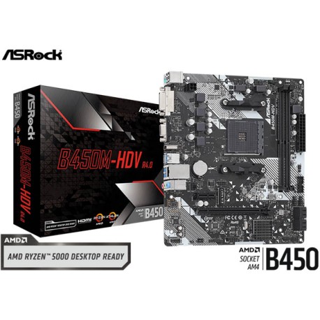 M.B. ASROCK B450M-HDV R4.0 (AM4) DDR4 (RYZEN)