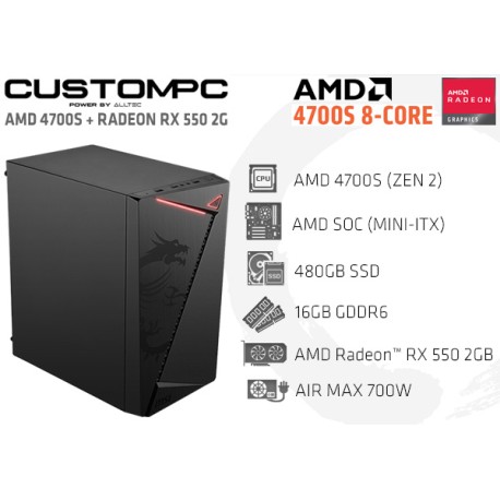 CUSTOMPC (AMD 4700S 8-CORE): 16GB, 480GB SSD, AMD RADEON RX 550 2G