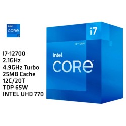 2.1GHz INTEL I7-12700 (4.9GHz TURBO, 12C/20T, 25MB CACHE, 65W, LGA1700, INTEL UHD 770) 12TH GENERACION