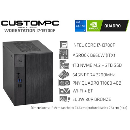CUSTOMPC DESKMEET (INTEL CORE I7-13700F): 64GB,1TB M.2 NVMe, 2TB SSD, QUADRO T1000