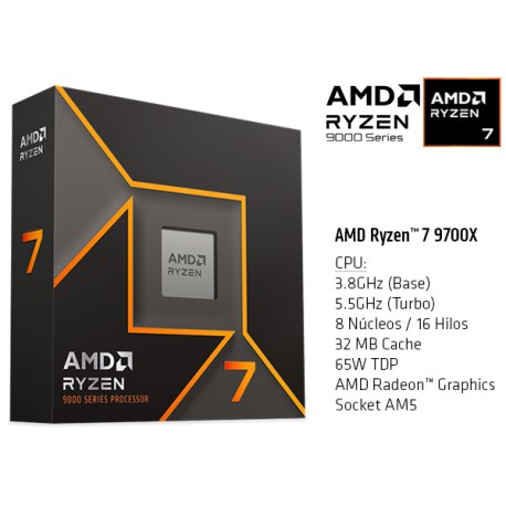 AMD RYZEN 7 9700X 3.8GHz (5.5GHz TURBO) OCTA CORE (TDP 65W) (AM5)