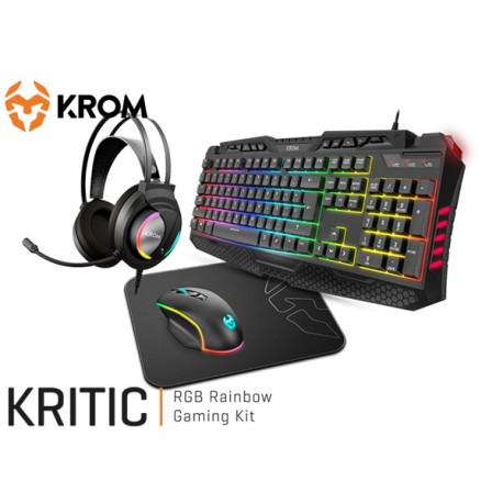 KIT KROM KRITIC RGB RAINBOW GAMING (TECLADO-MOUSE-PAD-AURICULARES)