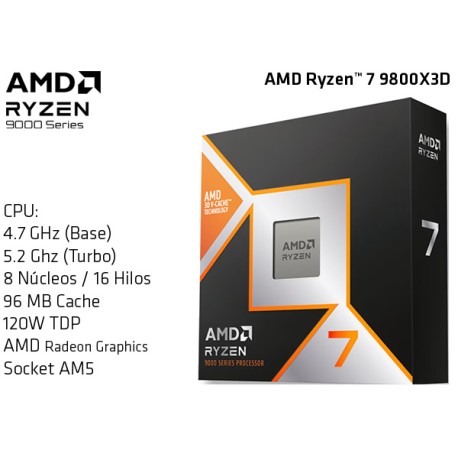 AMD RYZEN 7 9800X3D 4.7GHz (5.2GHz TURBO) OCTA CORE (TDP 120W) (AM5)