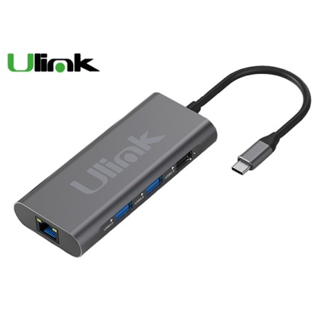 HUB ADAPTADOR ULINK USB-C MULTIPUERTO 8 EN 1 (UL-ADC801)