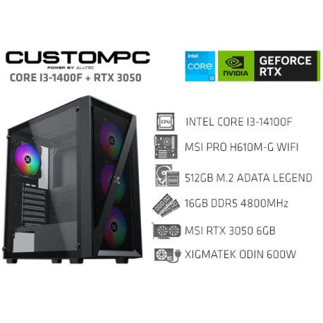 CUSTOMPC (INTEL CORE I3-14100F): 16GB, 512GB NVMe, RTX 3050
