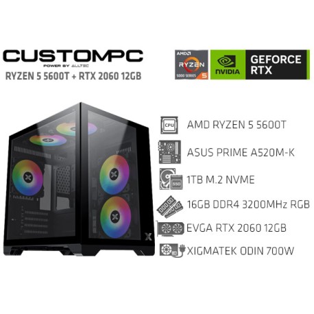 CUSTOMPC (AMD RYZEN 5 5600T): 16GB, 1TB NVME, RTX 2060 12G