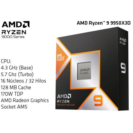 AMD RYZEN 9 9950X3D (4.3GHz/5.7GHz TURBO) SIXTEEN CORE (TDP 170W) (AM5)