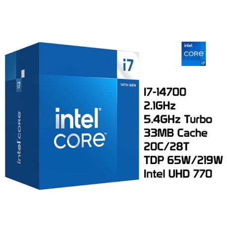 2.1GHz INTEL I7-14700 (5.4GHz TURBO, 20C/28T, 33MB CACHE, 65W, LGA1700) 14TH GENERACION