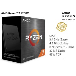 AMD RYZEN 7 5700X 3.4GHz (4.6GHz TURBO) OCTA CORE (TDP 65W) (AM4)