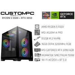 CUSTOMPC (AMD RYZEN 5 5500): 16GB, 512GB M.2, RTX 3050, WiFi+BT