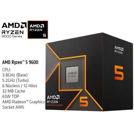 AMD RYZEN 5 9600 3.8GHz (5.2GHz TURBO) SIX CORE (TDP 65W) (AM5)