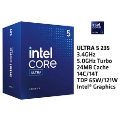 3.4GHz INTEL CORE ULTRA 5 235 (5.0GHz TURBO, 6C/14T, 24MB CACHE, 65W, LGA1851)