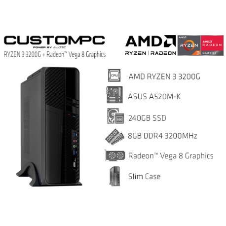 CUSTOMPC SLIM (AMD RYZEN 3 3200G): 8GB, 240GB SSD, RADEON VEGA 8 GRAPHICS
