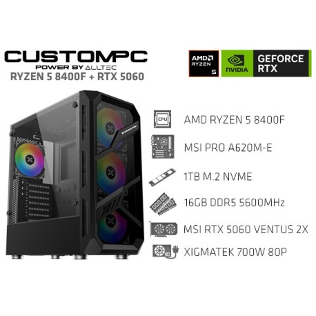 CUSTOMPC (AMD RYZEN 5 8400F): 16GB, 1TB NVME, RTX 5060