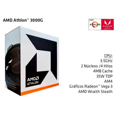 AMD ATHLON 3000G 3.5GHz DUAL CORE + RADEON VEGA 3 (TDP 35W) (AM4) (BOX)