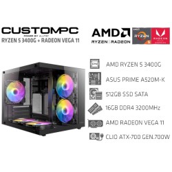 CUSTOMPC (AMD Ryzen 5 3400G): 16GB, 512B SSD, AMD Radeon™ Vega 11 Graphics