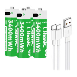 ULINK PILAS 4xAA RECARGABLES USB C 3400mWh