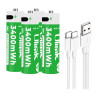 ULINK PILAS 4xAA RECARGABLES USB C 3400mWh