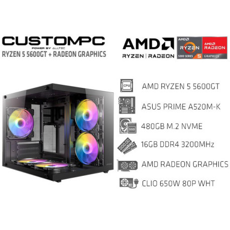CUSTOMPC (AMD RYZEN 5 5600GT): 16GB, 480GB M.2 NVMe, RADEON GRAPHICS
