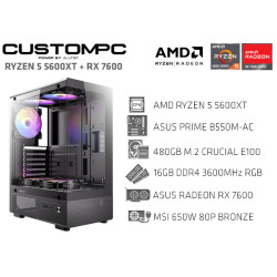 CUSTOMPC (AMD RYZEN 5 5600XT): 16GB, 480GB M.2, RADEON RX 7600
