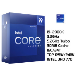 INTEL I9-12900K (3.2GHz/5.2GHz TURBO, 16C/24T, 30MB CACHE, 125W/241W, LGA1700) 12TH GENERACION