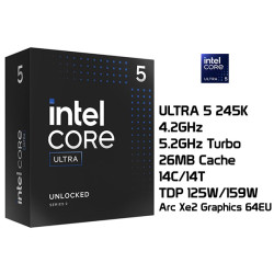 INTEL CORE ULTRA 5 245K (4.2GHz/5.2GHz TURBO, 14C/14T, 26MB CACHE, 125W/159W, LGA1851)
