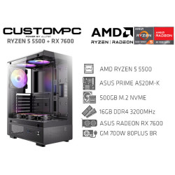 CUSTOMPC (AMD RYZEN 5 5500): 16GB, 500GB NVME, RADEON RX 7600