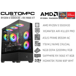 CUSTOMPC (AMD RYZEN 5 5500X3D): 16GB, 1TB M.2, RX 9060 XT 8GB