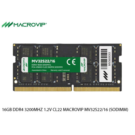 16GB DDR4 3200MHZ 1.2V CL22 MACROVIP MV32S22/16 (SODIMM)