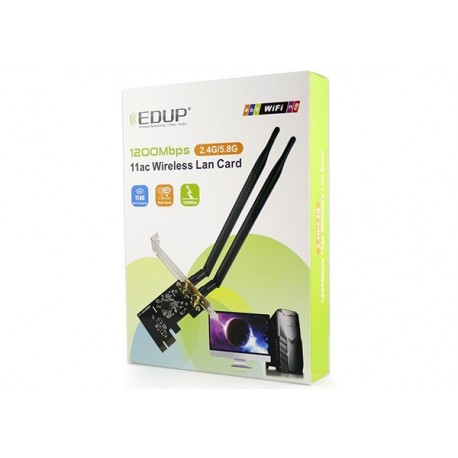 ADAPTADOR PCIE1x EDUP EP-9607 WIRELESS LAN CARD 1200Mbps 802.11AC 2.4G/5.8G