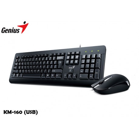 KIT GENIUS TECLADO Y MOUSE KM-160 (USB) BLACK
