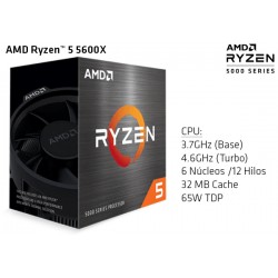 AMD RYZEN 5 5600X 3.7GHz (4.6GHz TURBO) SIX CORE (TDP 65W) (AM4)