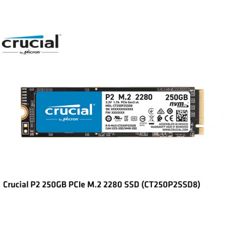 250GB M.2 SSD NVMe PCIE GEN3 X4 CRUCIAL P2 (CT250P2SSD8) (2.100MB/1150MB)