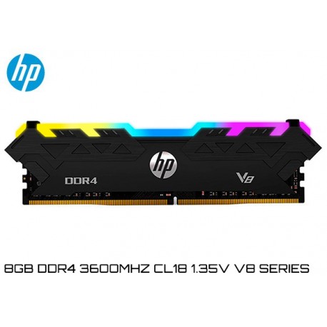 8GB DDR4 3600MHz CL18 1.35V HP V8 RGB SERIES (7EH92AA) BLACK