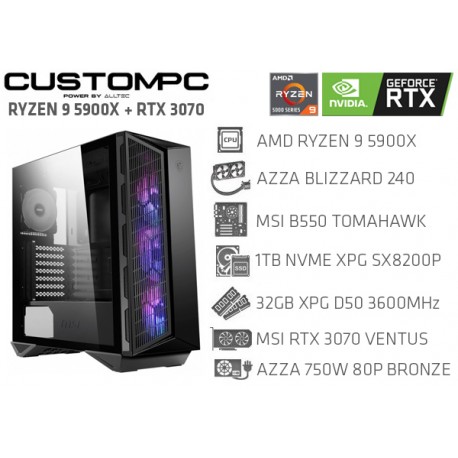 CUSTOMPC (AMD RYZEN 9 5900X): 32GB, 1TB NVME, RTX 3070 8GB VENTUS X2