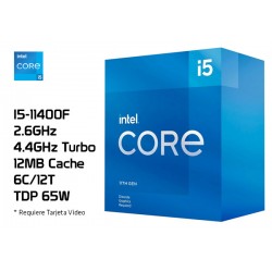 2.6GHz INTEL I5-11400F (4.4GHz TURBO, 6C/12T, 12MB CACHE, 65W, LGA1200, SIN VIDEO) 11TH GENERACION