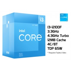 3.3GHz INTEL I3-12100F (4.3GHz TURBO, 4C/8T, 12MB CACHE, 65W, LGA1700, SIN VIDEO) 12TH GENERACION