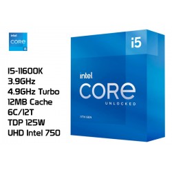 3.9GHz INTEL I5-11600K (4.9GHz TURBO, 6C/12T, 12MB CACHE, 125W, LGA1200) 11TH GENERACION