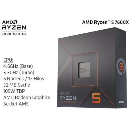 AMD RYZEN 5 7600X 4.7GHz (5.3GHz TURBO) SIX CORE (TDP 105W) (AM5)